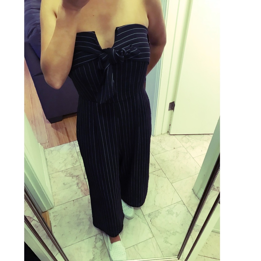 Strapless culotte jumpsuit